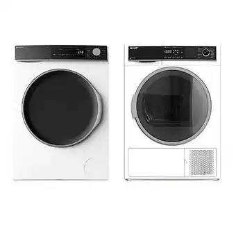 E.Leclerc Pack sharp lave-linge frontal 9kg 1400trs/min 15 programmes + sèche linge à condensation avec pompe à chaleur 8kg 15 programm offre