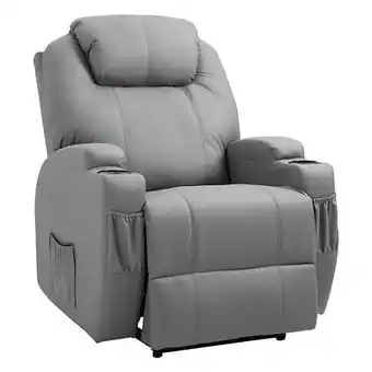 E.Leclerc Fauteuil luxe de relaxation et massage inclinaison dossier repose-pied électrique revêtement synthétique gris offre