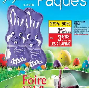 Cora x Carrefour Lapin au lait Milka offre