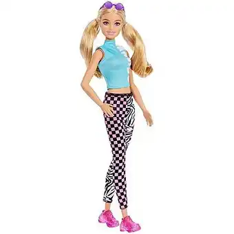 E.Leclerc Barbie - barbie fashionistas legging damier et zèbre - poupée mannequin - dès 3 ans - barbie offre