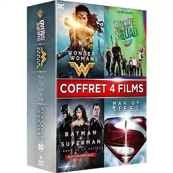 E.Leclerc Coffret super-héros 4 films : wonder woman suicide squad batman vs superman man of steel,dvd offre