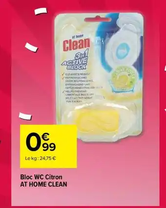 Carrefour Bloc wc citron at home clean offre