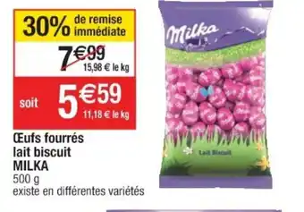 Cora x Carrefour Œufs fourrés lait biscuit Milka offre