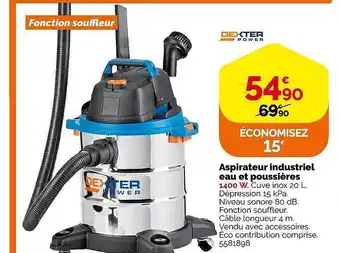 Weldom Aspirateur industriel eau et poussières dexter offre