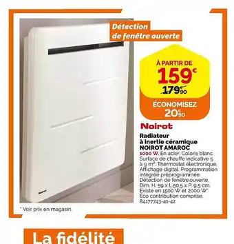 Weldom Radiateur à inertie céramique noirot amaroc offre