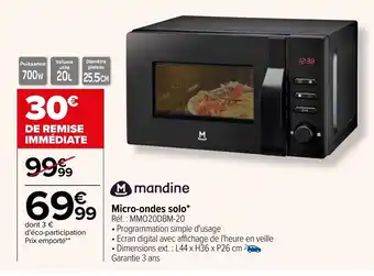 Carrefour Micro-ondes solo offre