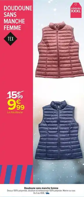 Carrefour Doudoune sans manche femme offre