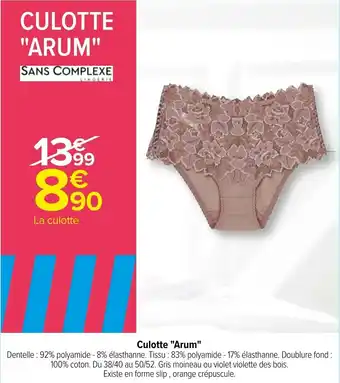 Carrefour Culotte "arum" offre