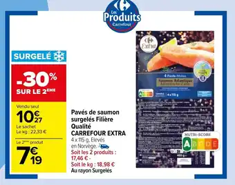 Carrefour Pavés de saumon surgelés filière qualité CARREFOUR EXTRA offre