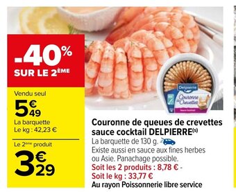 Carrefour Couronne de queues de crevettes sauce cocktail DELPIERRE offre
