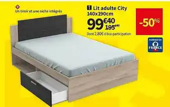 Conforama Lit adulte city 140 x 190 cm offre