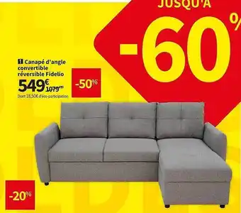 Conforama Canapé d'angle convertible réversible fidelio offre