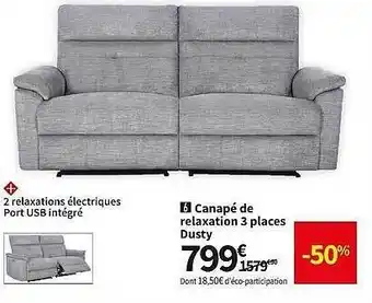 Conforama Canapé de relaxation 3 places dusty offre