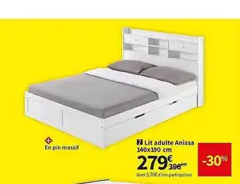 Conforama Lit adulte anissa 140 x 190 cm offre