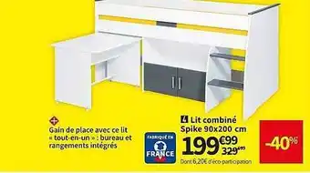Conforama Lit combiné spike 90 x 200 cm offre