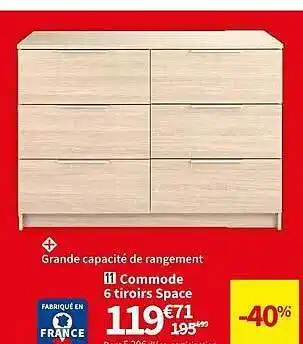 Conforama Commode 6 tiroirs space offre