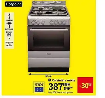 Conforama Cuisinière mixte hotpoint offre