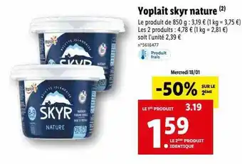 Lidl Yoplait skyr nature offre