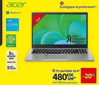 Conforama Pc portable 15.6 offre