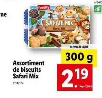 Lidl Assortiment de biscuits safari mix offre