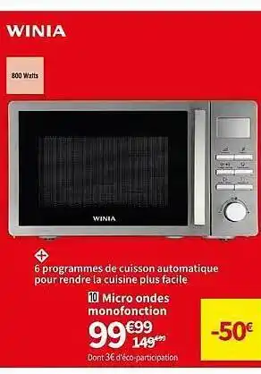 Micro ondes monofonction winia