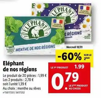 Lidl Éléphant de nos région offre