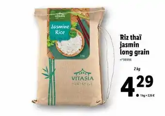 Lidl Riz thaï jasmin long grain vitasia offre