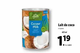 Lidl Lait de coco vitasia offre