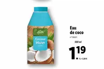 Lidl Eau de coco vitasia offre
