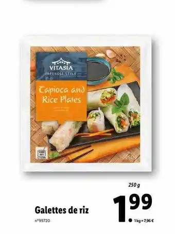Lidl Galettes de riz vitasia offre