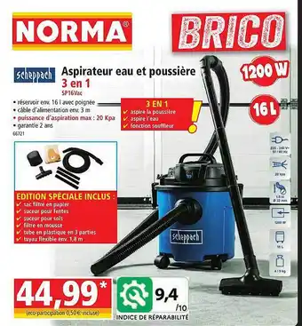 Norma Aspirateur eau et poussière scheppach offre