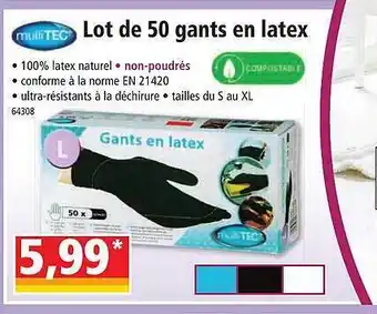 Norma Lot de 50 gants en latex multi tec offre