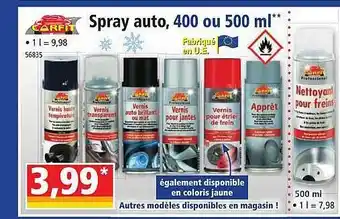 Norma Spray auto, 400 ou 500 ml carfit offre