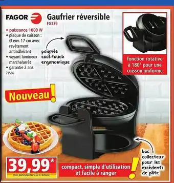 Norma Gaufrier réversible fagor offre