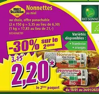 Norma Nonnettes au miel offre