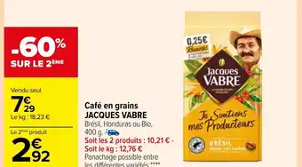 Carrefour Cafè En Grains Jacques Vabre offre