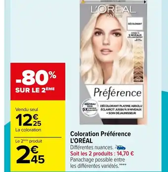 Carrefour Coloration Prèfèrence L'Oreal offre
