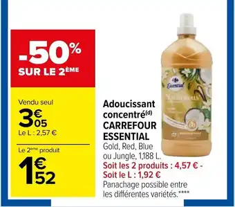 Carrefour Adoucissant Concentre Carrefour Essential offre