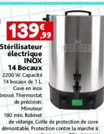Point Vert Sterilisateur electrique Inox 14 Bocaux offre