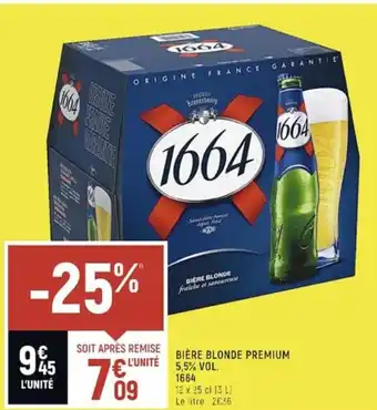 Spar Biére blonde Premium 5,5% VOL 1664 offre