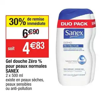 Migros Gel douche zéro % pour peaux normales sanex offre
