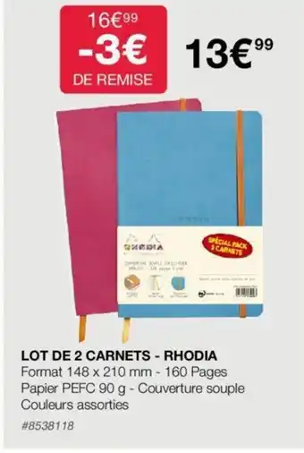Costco Lot de 2 Carnets Rhodia offre