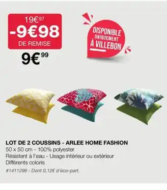 Costco Lot de 2 Coussins Arlee Home Fashion offre