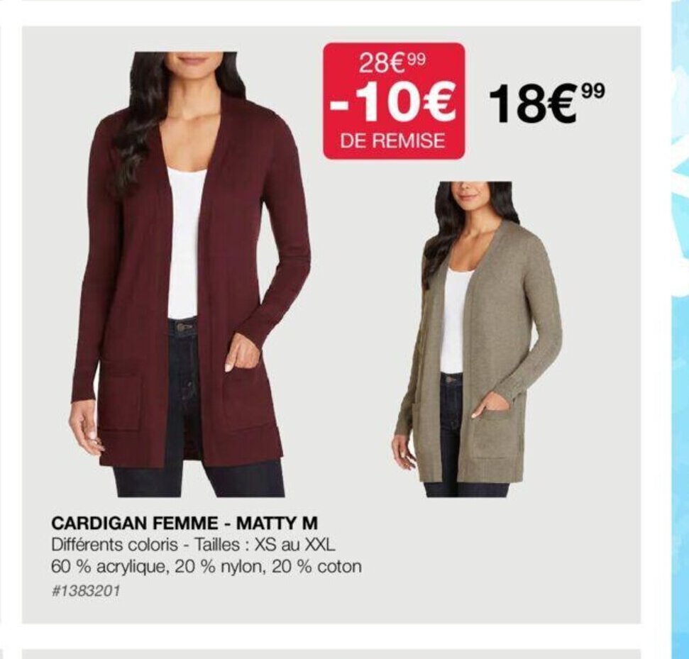 Promo Cardigan Femme Matty M chez Costco