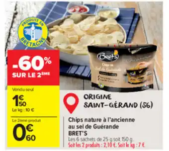 Carrefour Market Chips nature à l'ancienne au sel de guérande bret's offre