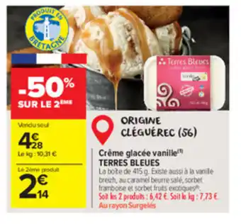 Carrefour Market Crème glacée vanille terres bleues offre