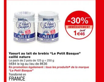 Yaourt Au Lait de Brebis Le Petit Basque Caille Nature