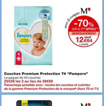 Monoprix Couches Premium Protection T4 Pampers offre
