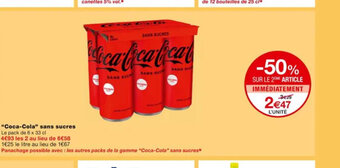 Monoprix Coca Cola Sans Sucres offre