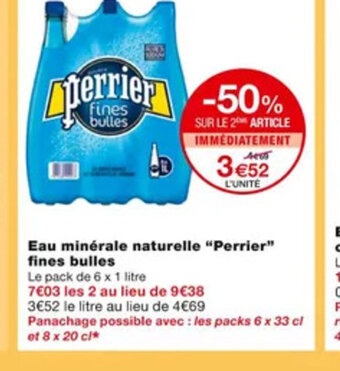 Monoprix Eau Minerale naturelle Perrier Fines Bulles offre